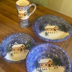 Christmas holiday lodge dishes.